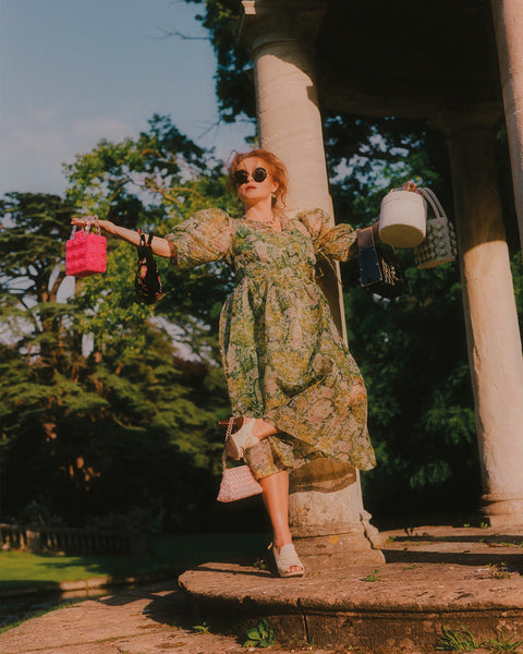 Helena Bonham Carter wears Shrimps Pre Fall 20