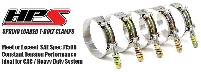 HPS Stainless Steel Spring Loaded T Bolt Hose Clamps 304 Diesel Heavy Duty Silicone Air Intake Turbo