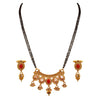 JFL - Jewellery for Less Traditional Ethnic One Gram Gold Plated Cz American Diamond Designer Red Mangalsutra Jewellery Mangalsutra Set with Earring for Women