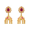 JFL - Traditional Ethnic One Gram Gold Plated Pink White Polki Diamond Designer Jhumka for Women & Girls