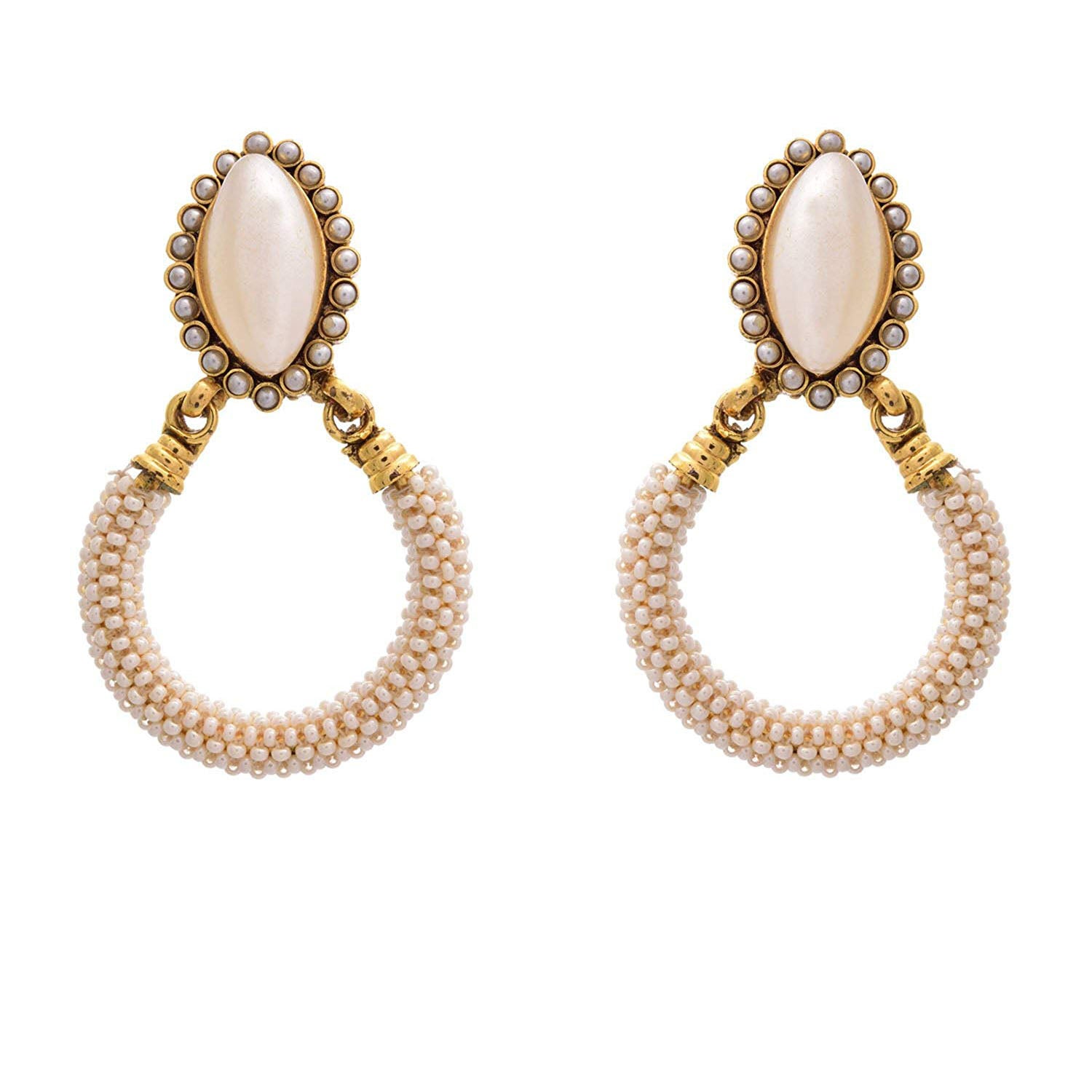 JFL - Traditional Ethnic One Grem Gold Plated Pearl Designer Earring for Women & Girls