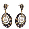 JFL - Mesmerising Meenakari Designer Black Gold Plated Earrings embellished with Diamonds Pearls for Women