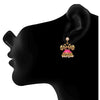 Jfl- Exquisite Peacock One Gram Plated Earrings With Pearl For Women (Pink)