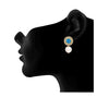 JFL - Traditional Ethnic Fusion One Gram Gold Plated Diamond Turquoise Blue Rose Floral Designer Earring with Pearl Dangler for Women & Girls.