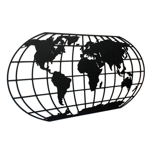 Houten Wereldkaart The Globe Midnight Black WoodWideCities