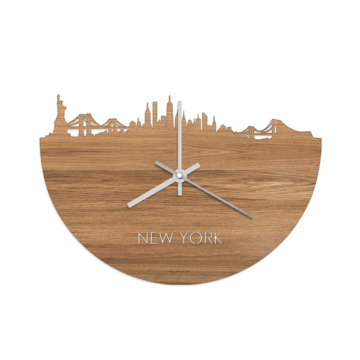 Onderzoek het Bad Ongeëvenaard Skyline Klok New York Eiken - WoodWideCities