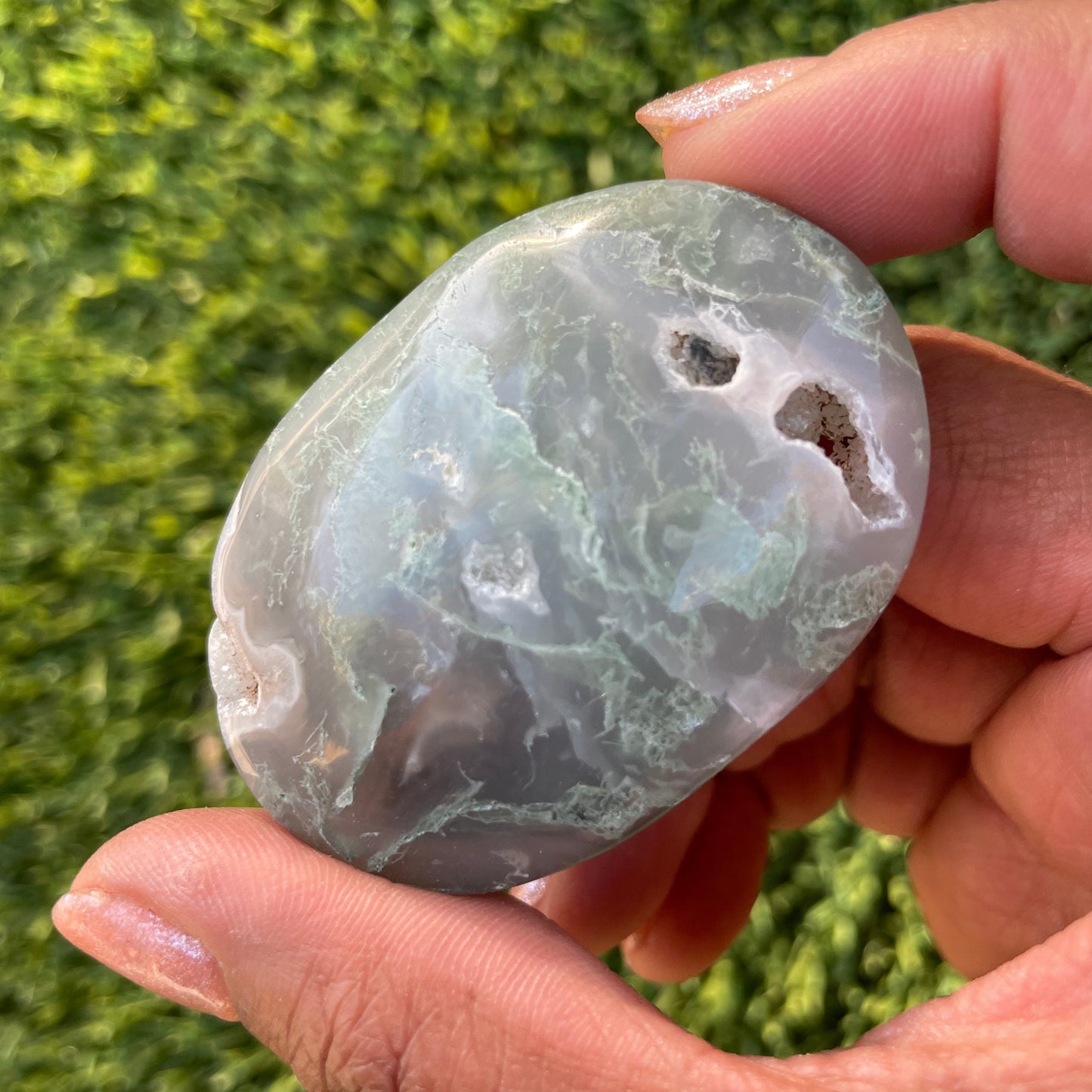 Moss Agate Palm Stone