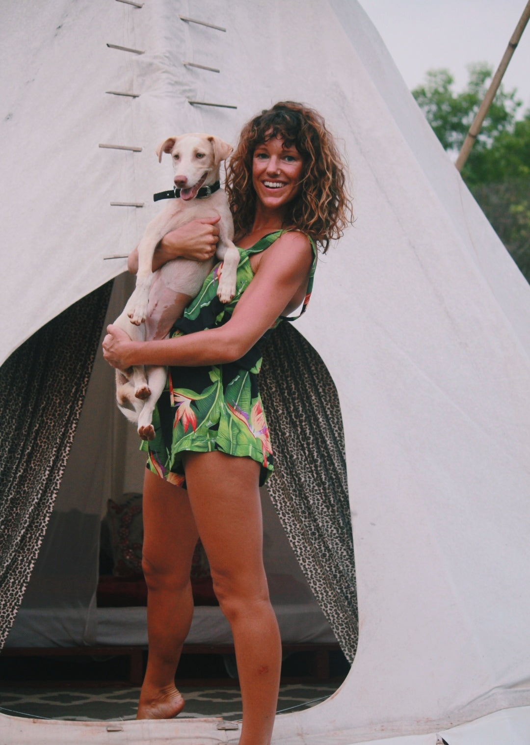 Wigwam founder Tanya wearing Dancing Leopard at Wigwam Goa