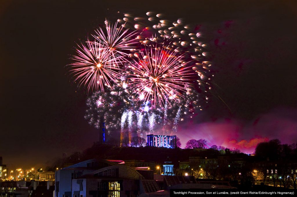 New Years Eve fireworks, Edinburgh Scotland