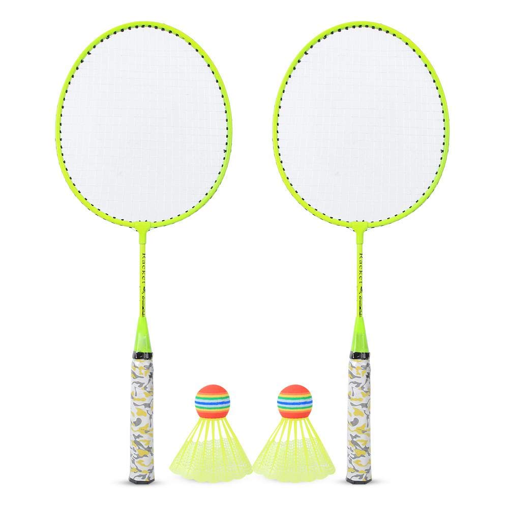 Portable Badminton Racquets Set,Indoor/Outdoor Sport Game Toy with 2 Balls Lightweight Training for Beginner Kids Boys Girls Gift 20.2x53.5cm/8.0x21in Yellow 