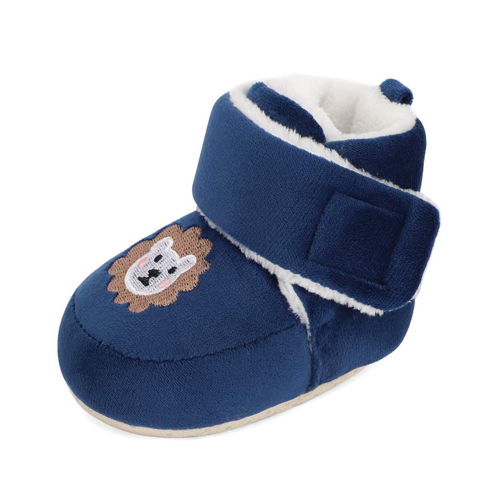 Matt Keely Baby Boys Girls Cartoon Anti Slip Soft Sole Thick Slipper Booties Infant Crib Shoes for Toddler Crawler Winter Boots with Plush Lining