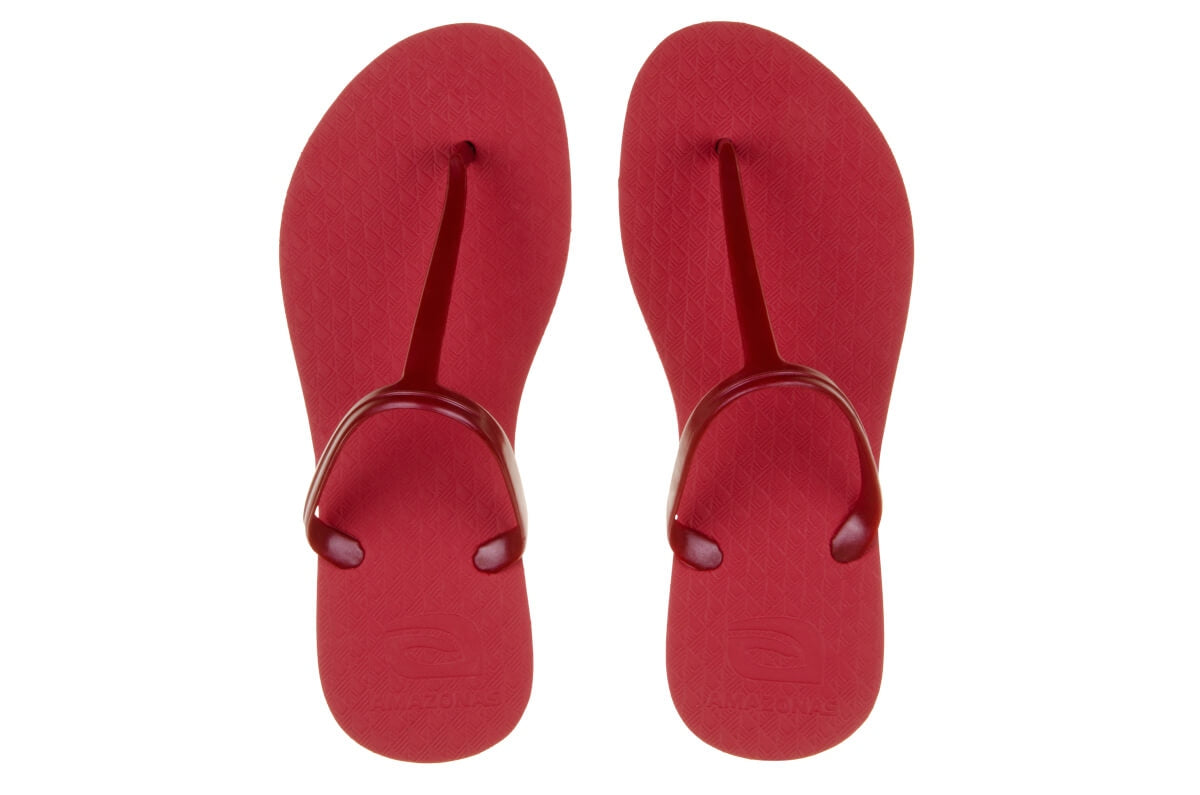 red designer flip flops