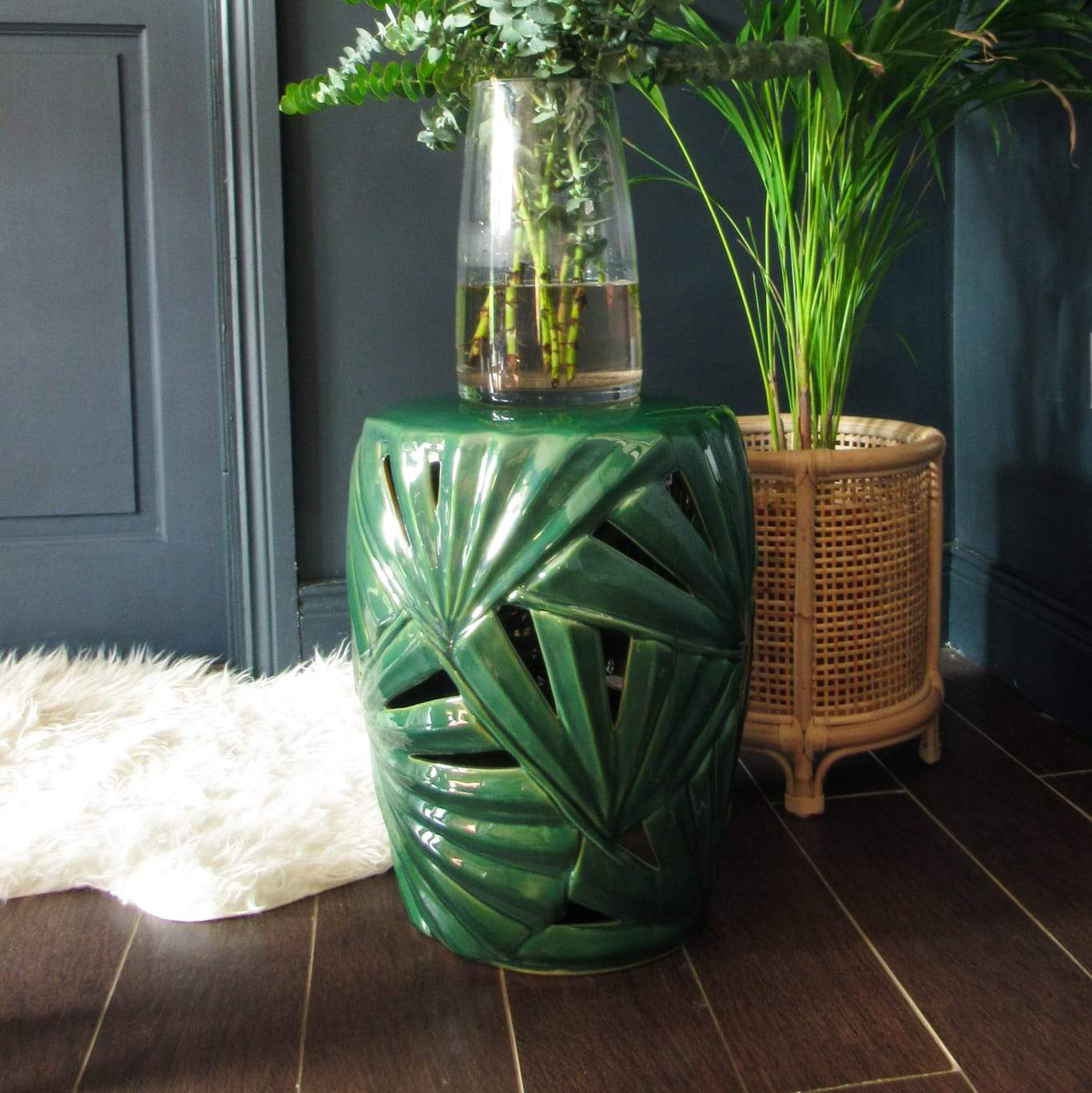 Green Ceramic Stool in Tables from Oriana B. www.orianab.com