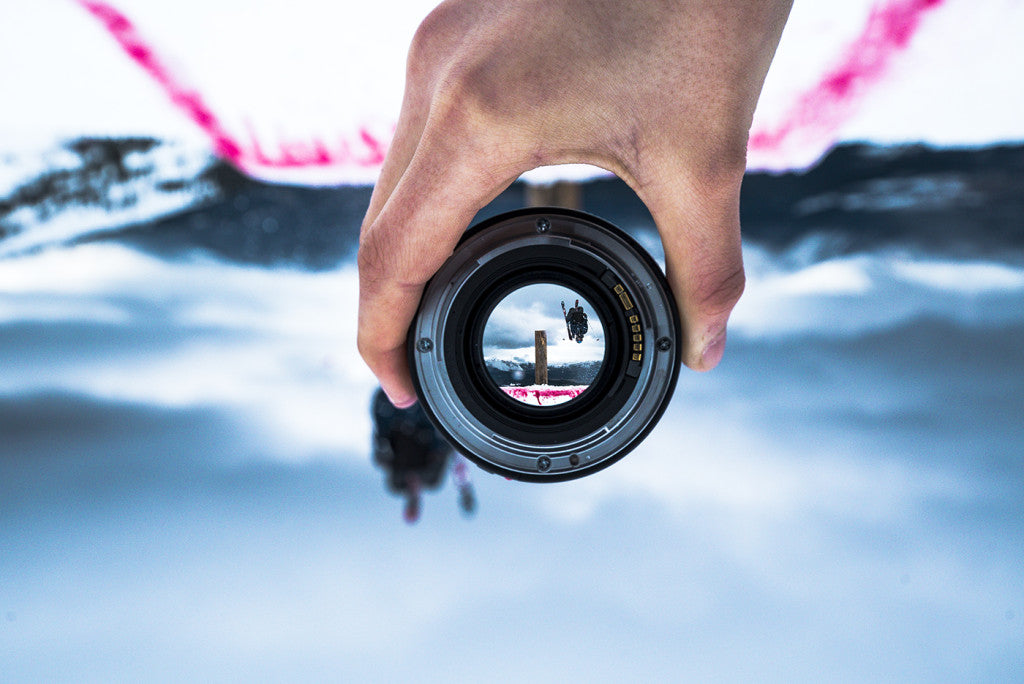 skier as seen through a camera lens