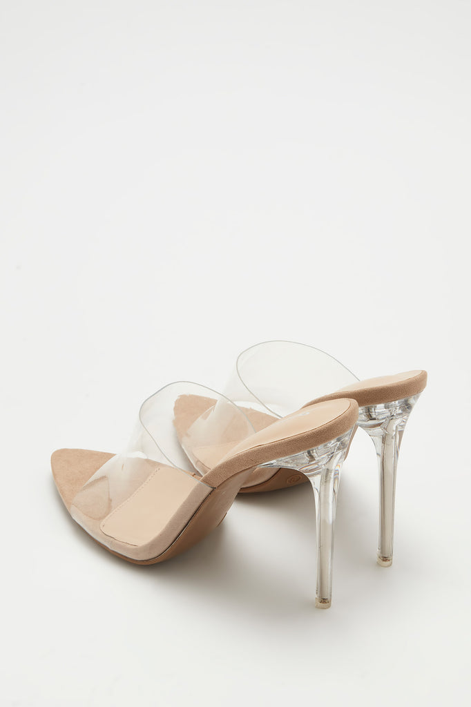 clear stiletto mules