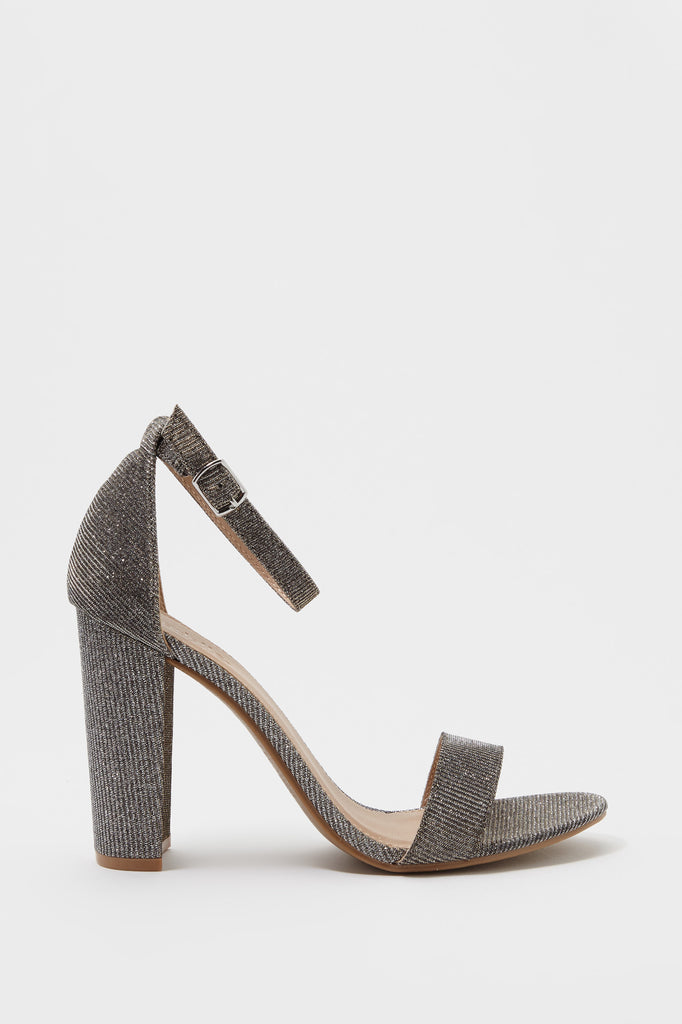 Sparkle Minimal Strap Block Heel Sandal 