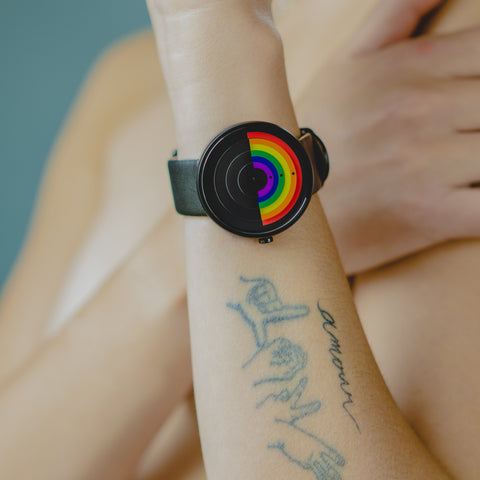 Projects Pride Watch on Wrist with Tattoos