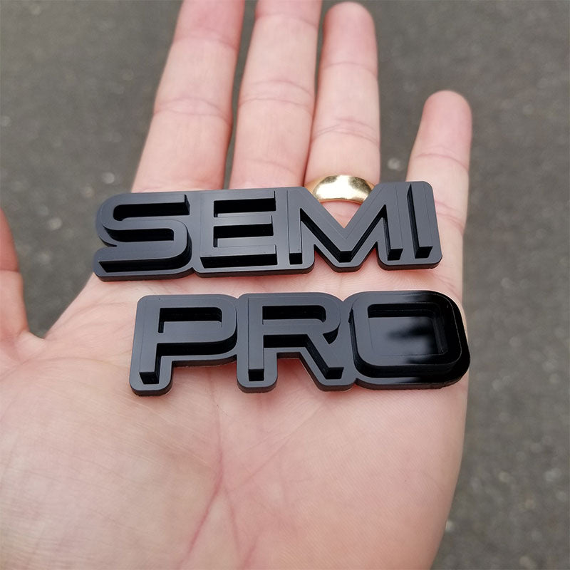 Custom Semi Pro Black on Black Automotive Emblems