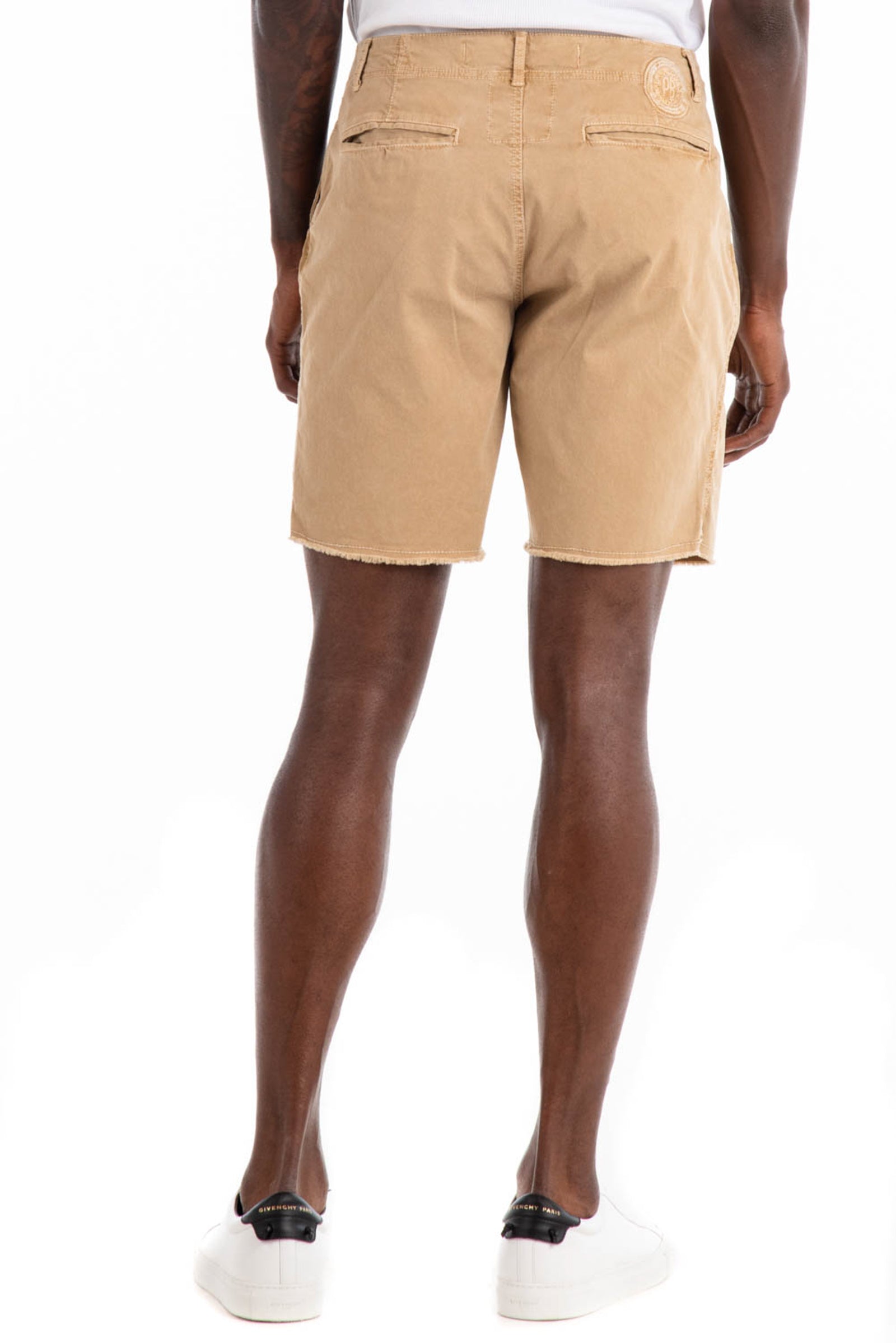 Original Paperbacks Brentwood Chino Short in Khaki on Model Cropped Back View