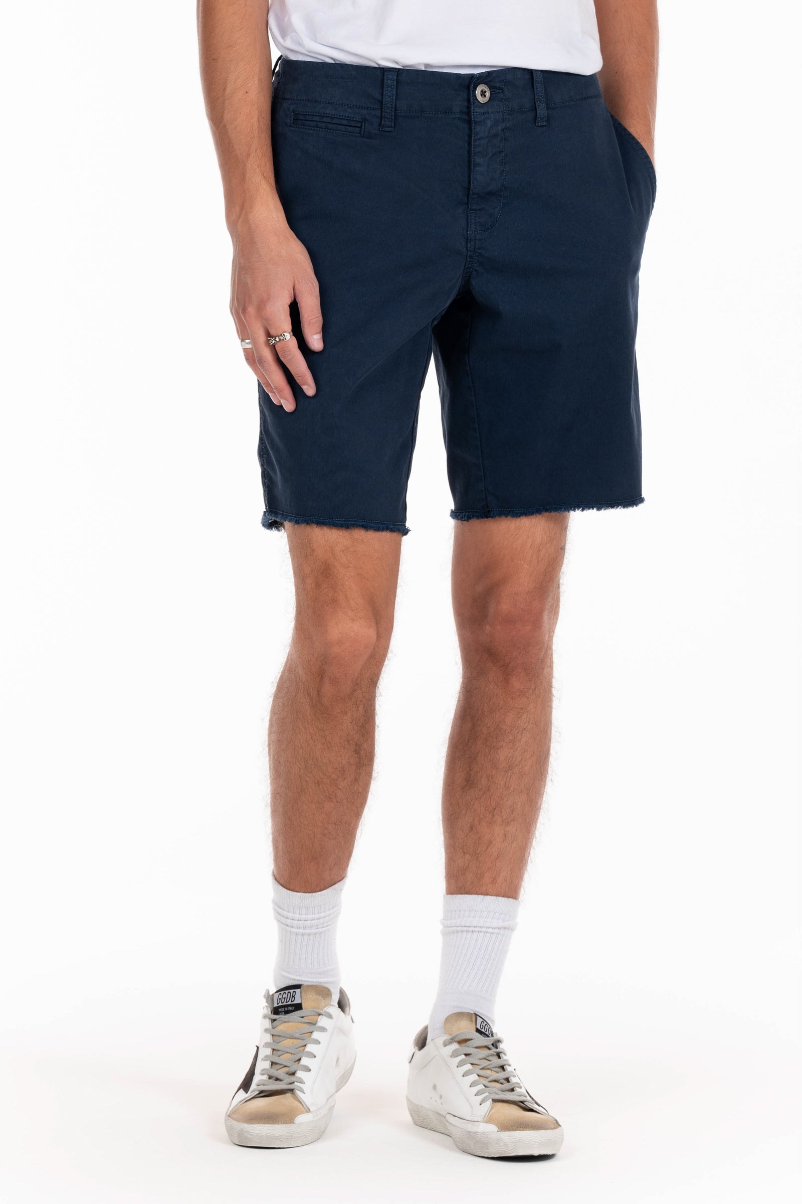 Original Paperbacks Rockland Chino Short in Navy on Model Cropped Styled View
