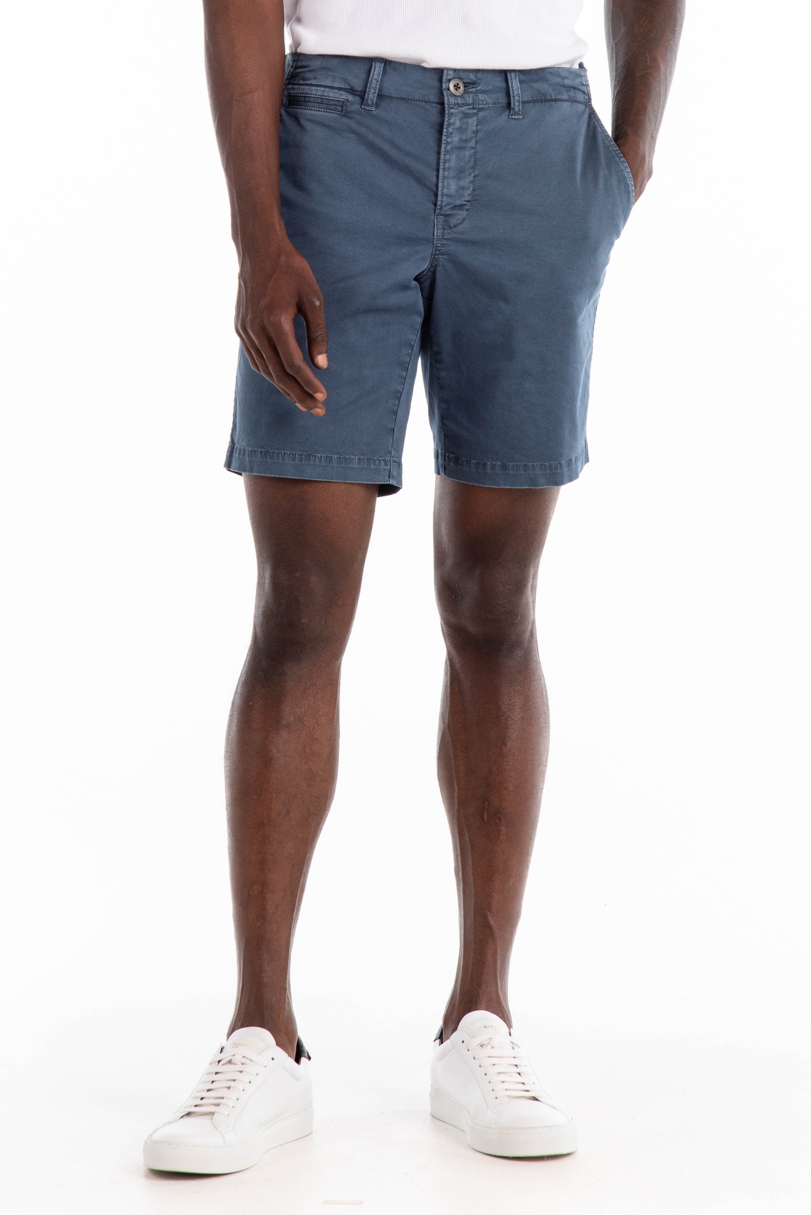 Original Paperbacks Walden Chino Short in Slate on Model Cropped Styled View