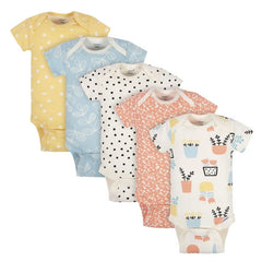 Photo of 5-Pack Baby Girls Comfy Stretch Flower Pot Short Sleeve Onesies® Bodysuits