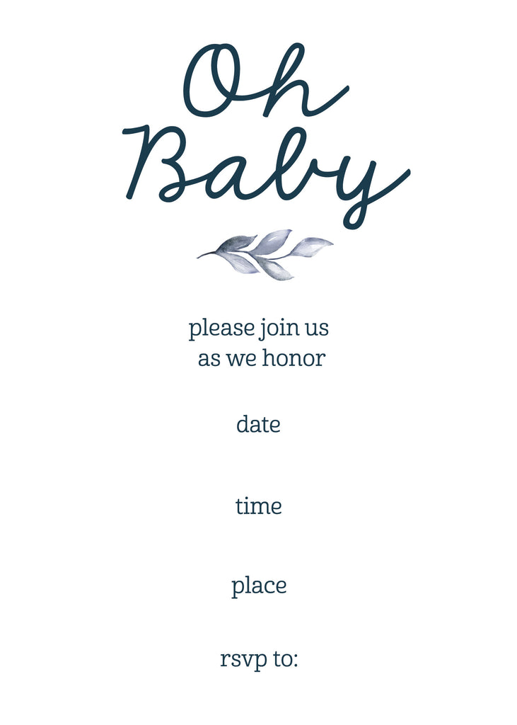simple baby shower invite with leaves
