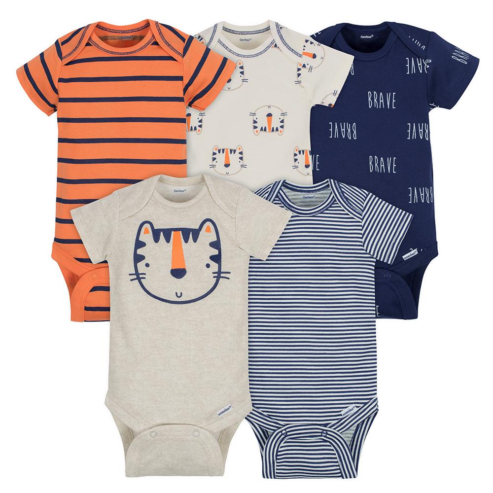 5-Pack Boys Tiger Onesies\u0026reg; Brand 