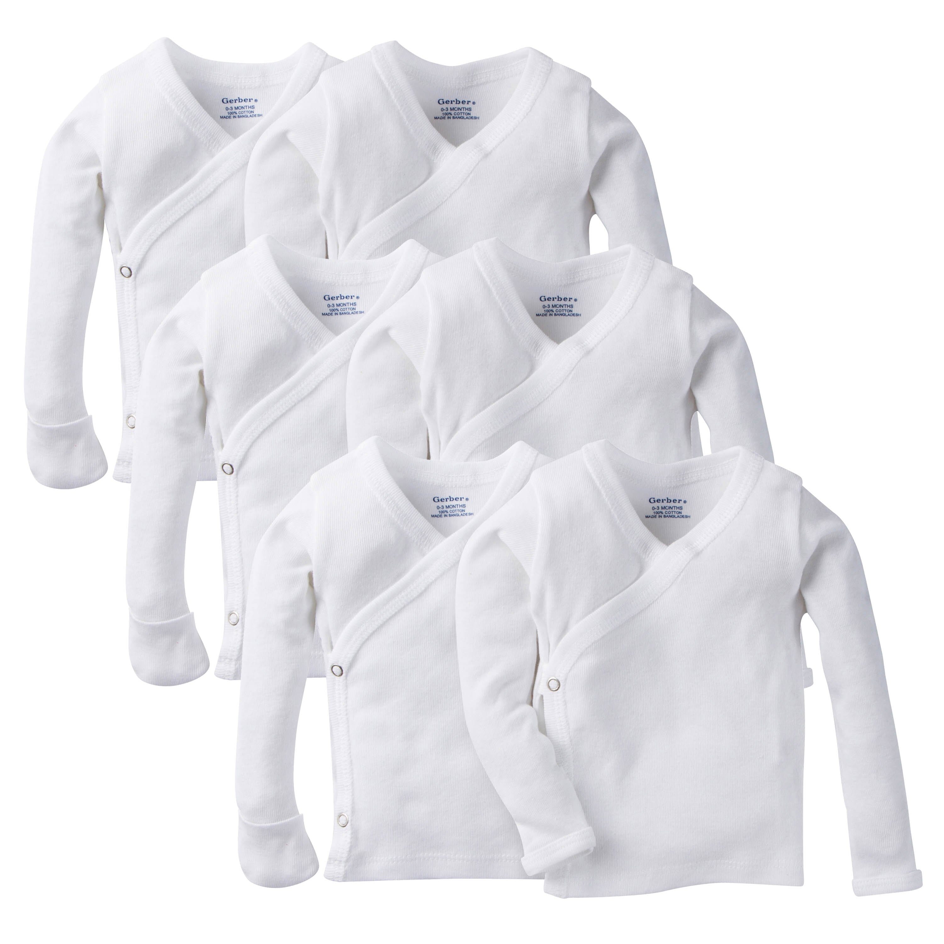 6-Pack White Long-Sleeve Side-Snap 