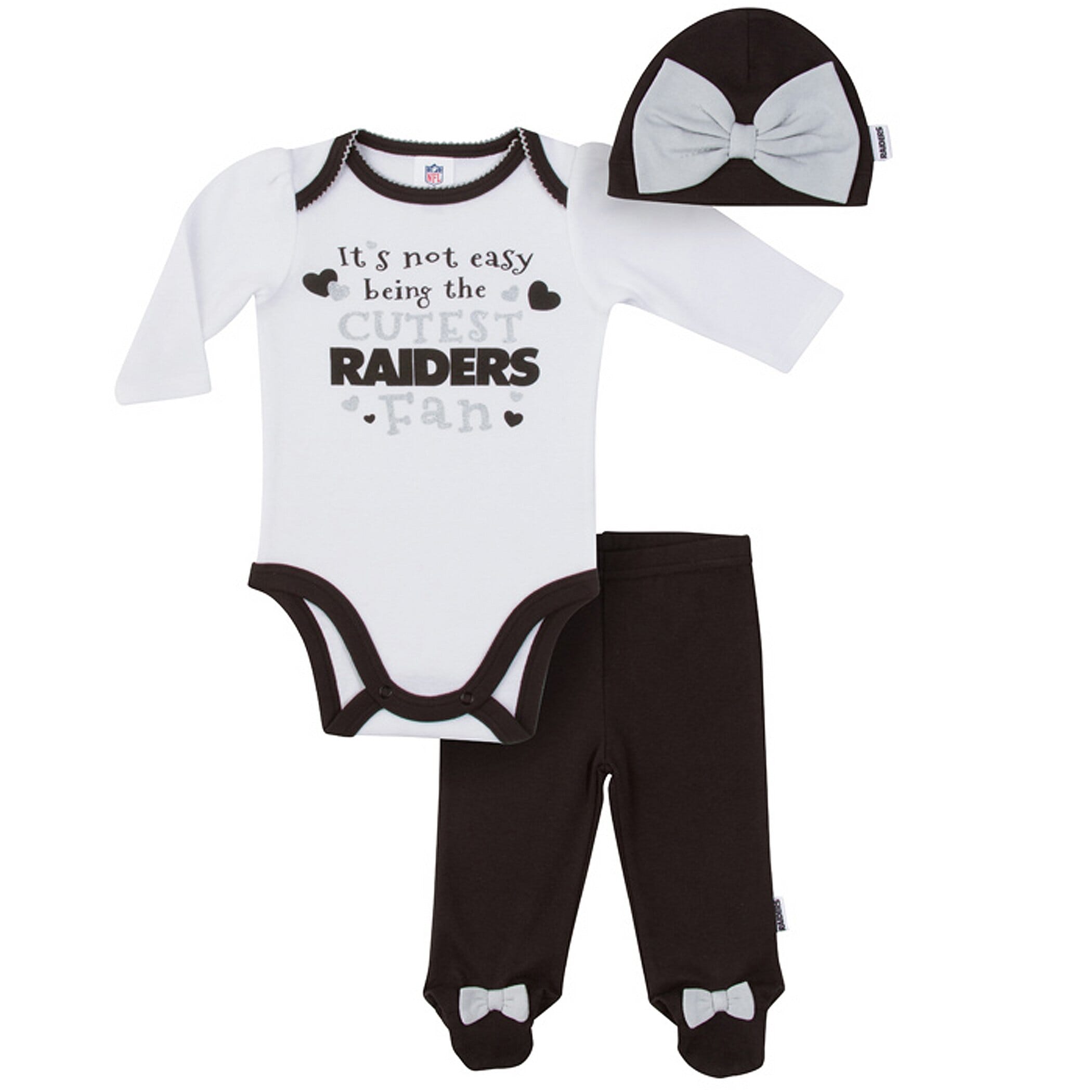 Newborn & Infant Black Las Vegas Raiders Tackle Bodysuit Bib & Booties Set