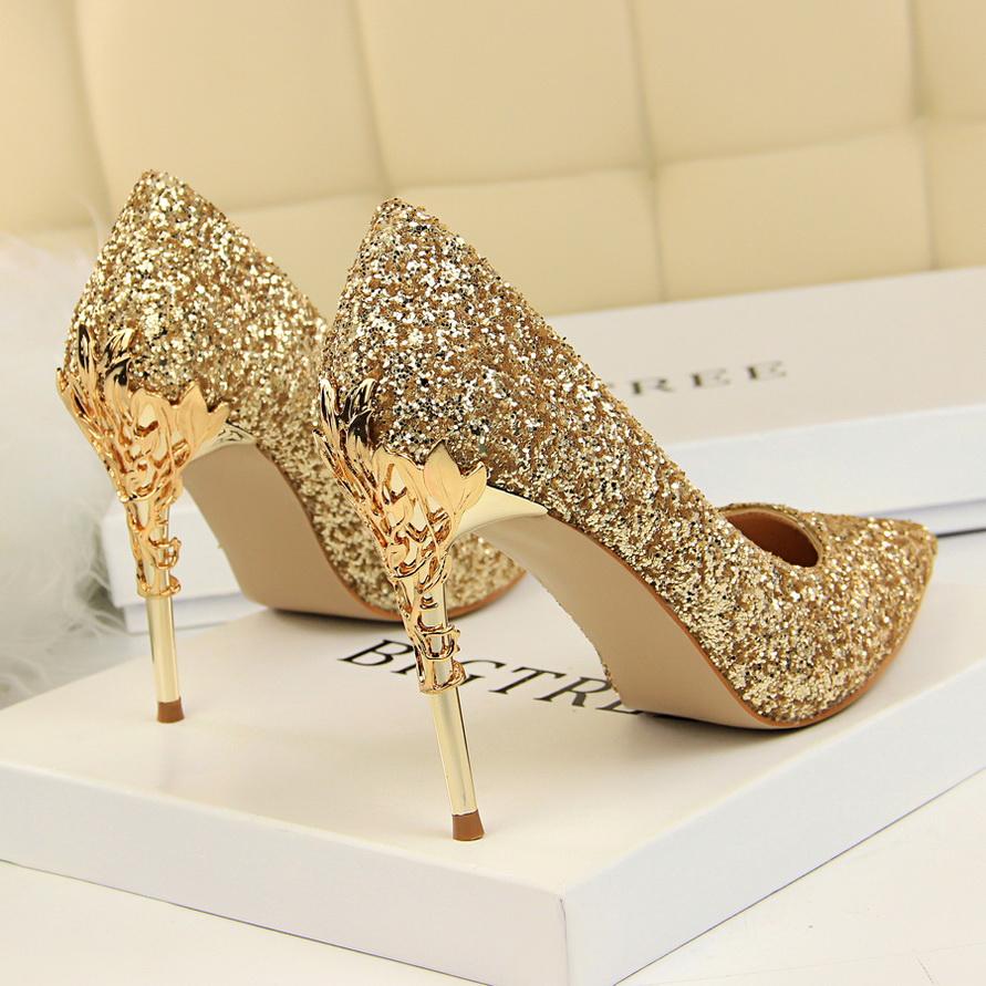 gold heels pointed