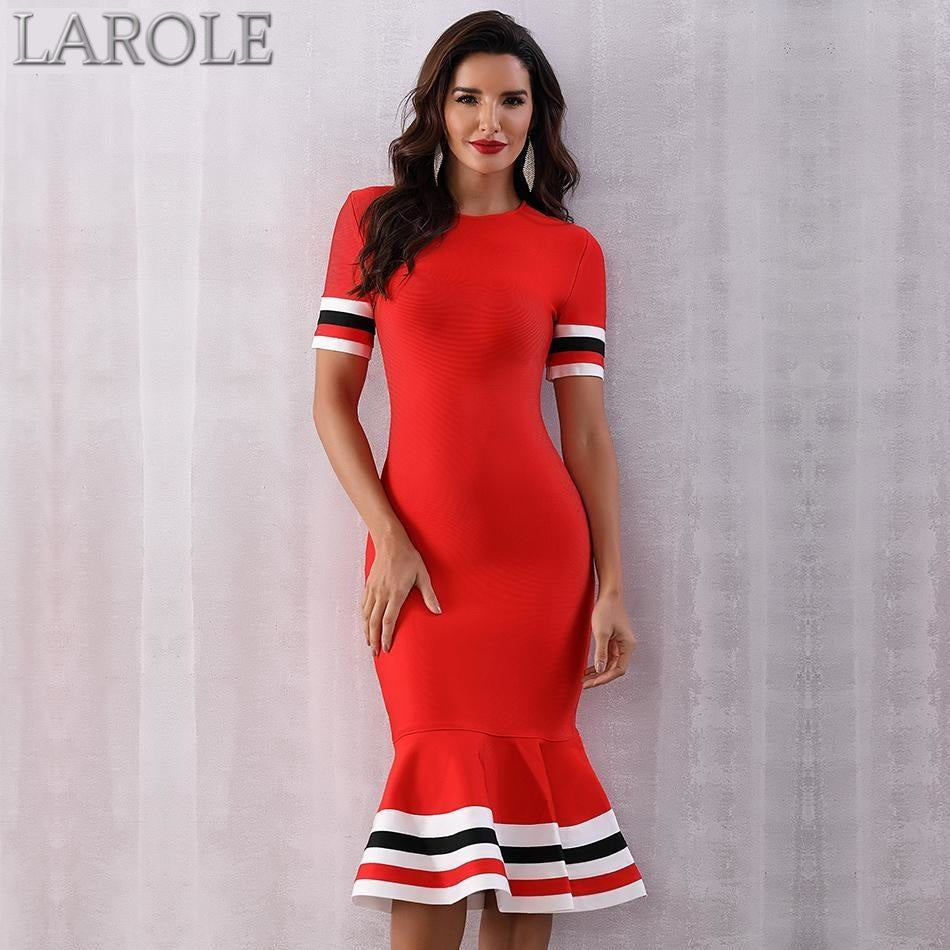 red mermaid midi dress