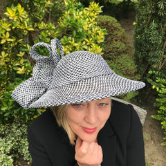 Black & White Paper Fabric Brimmed Hat by Sherry Richardson