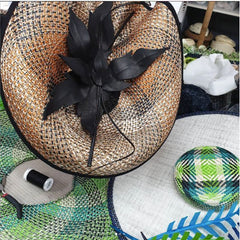 Free form buntal mat hat in swirl weave by HatsbyTracyMac
