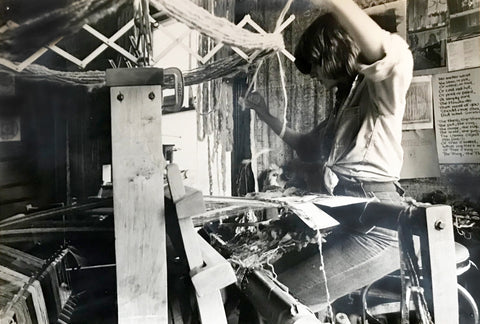 Young Kate Russell Henry at her loom in the 1970's