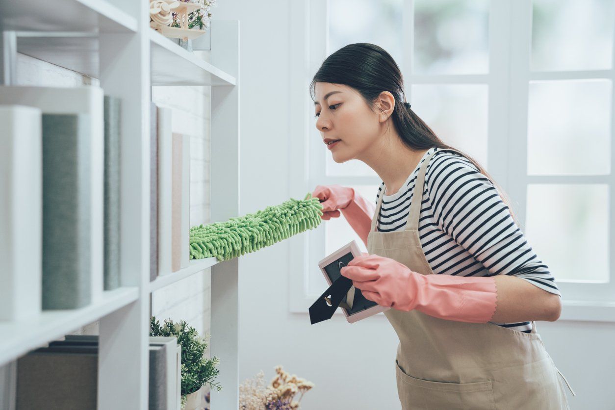 woman dusting