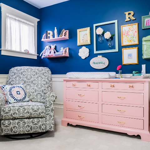 Boo & Rook how to design a nursery with a theme, blue is for girls, massachusetts, children's interiors e-design, 