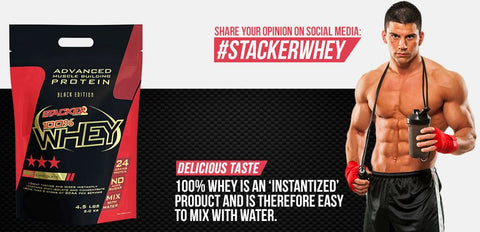 100% Whey - Stacker 2 • 454 /  908 / 2000 gram • Eiwit & Proteine shakes - banner