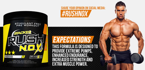 Rush NOX Stim-Free - Stacker 2 • 360 gram (30 servings) • Pre-workout / Training - banner
