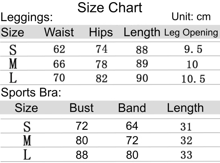 leopard print sports set size chart