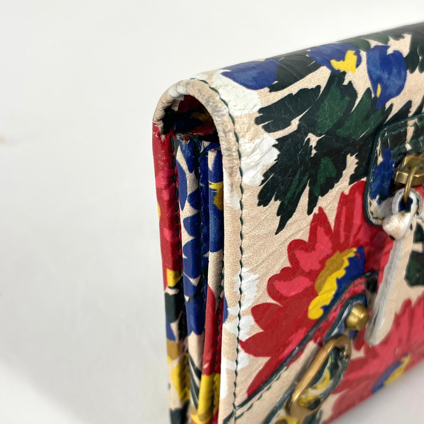 Authentic Balenciaga Leather Floral City Continental Wallet