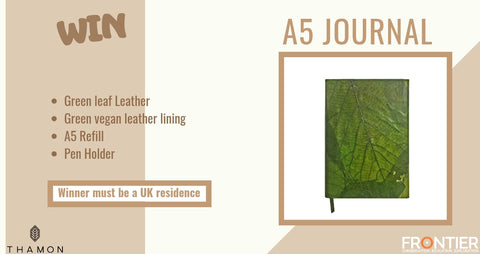 Leaf A5 Journal - Green leaf leather - THAMON