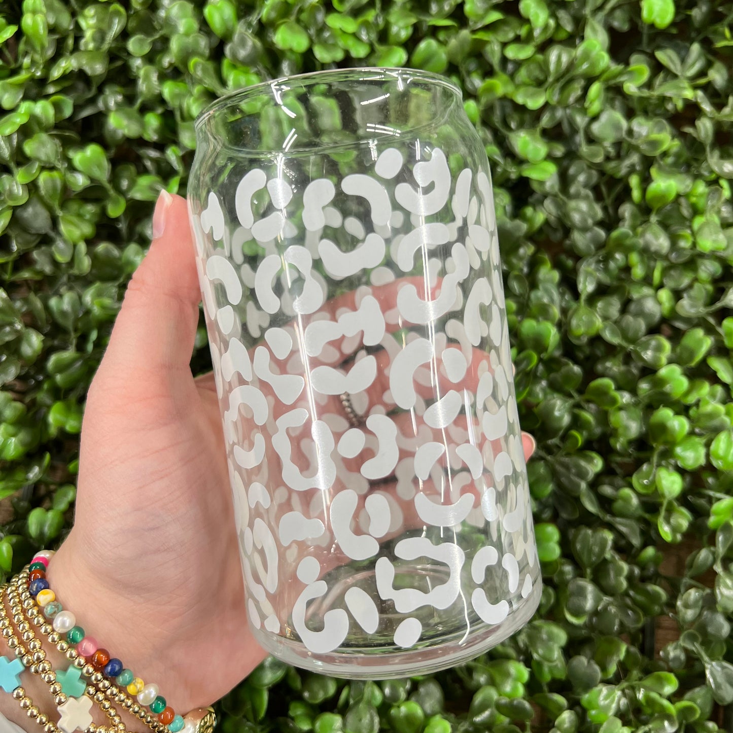 White Leopard Glass Cup