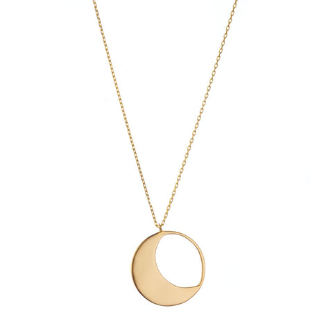 Moon Talisman hung from thin gold chain