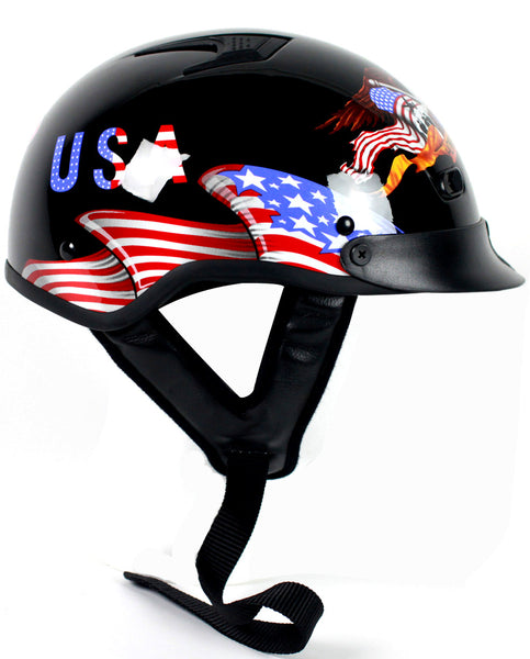 Motorcycle Shorty Helmet D.O.T Approved Home of the Brave 