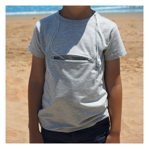 Kids travel safety t-shirts with safety pocket