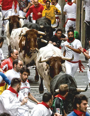 I am the one in the the black shirt and glasses right in front of the black bull.