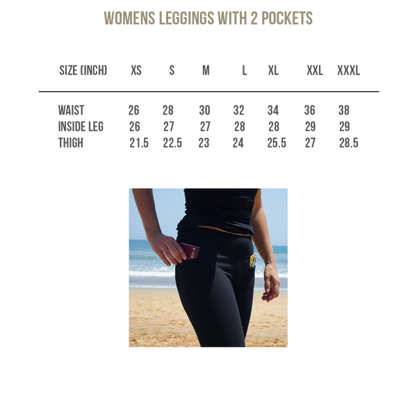 Size Chart - Womens Leggings with 2 Pockets