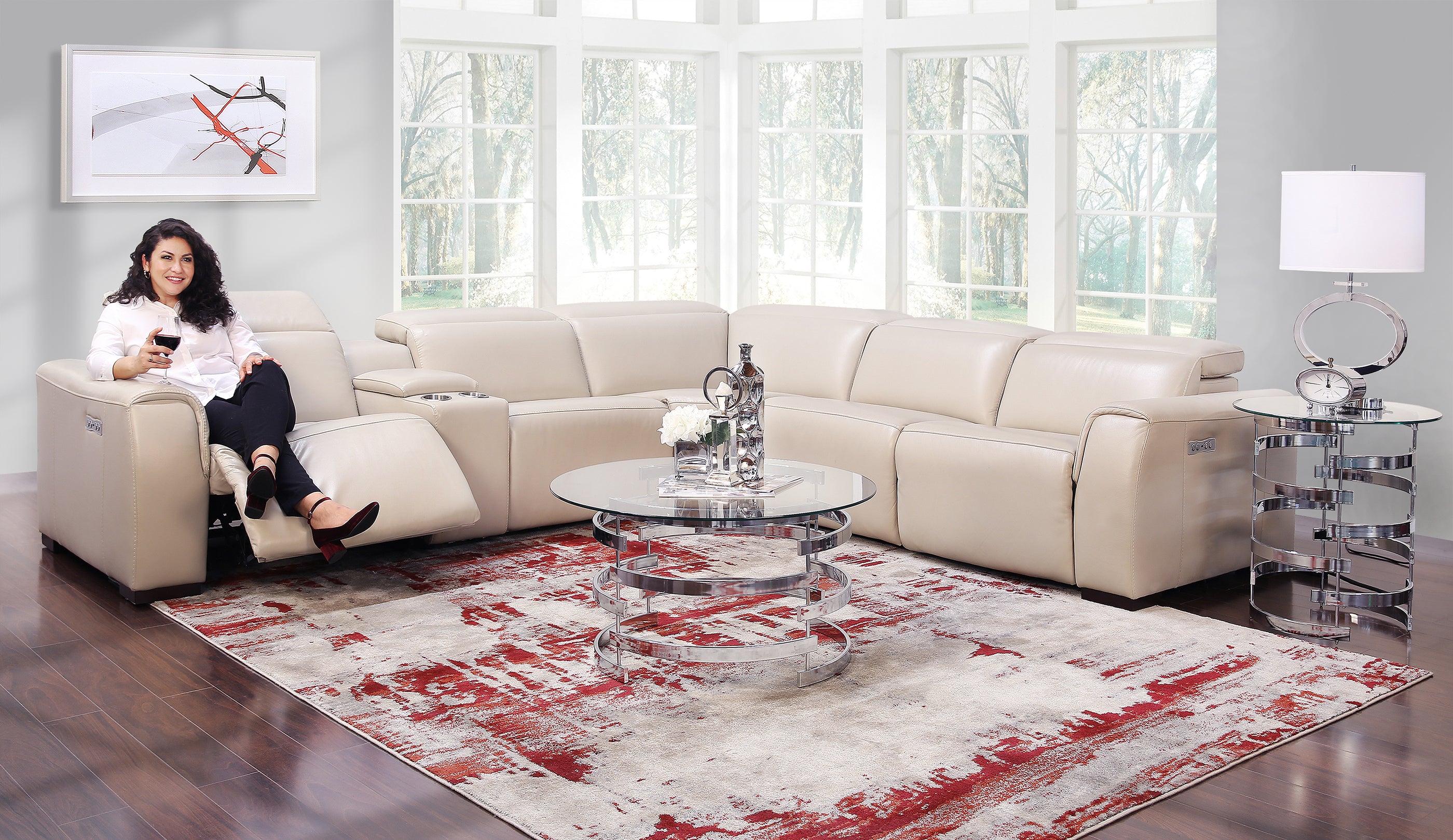 Halvkreds teenagere Signal Avanti 6 Piece Leather Dual Power Sectional Sofa – Kane's Furniture