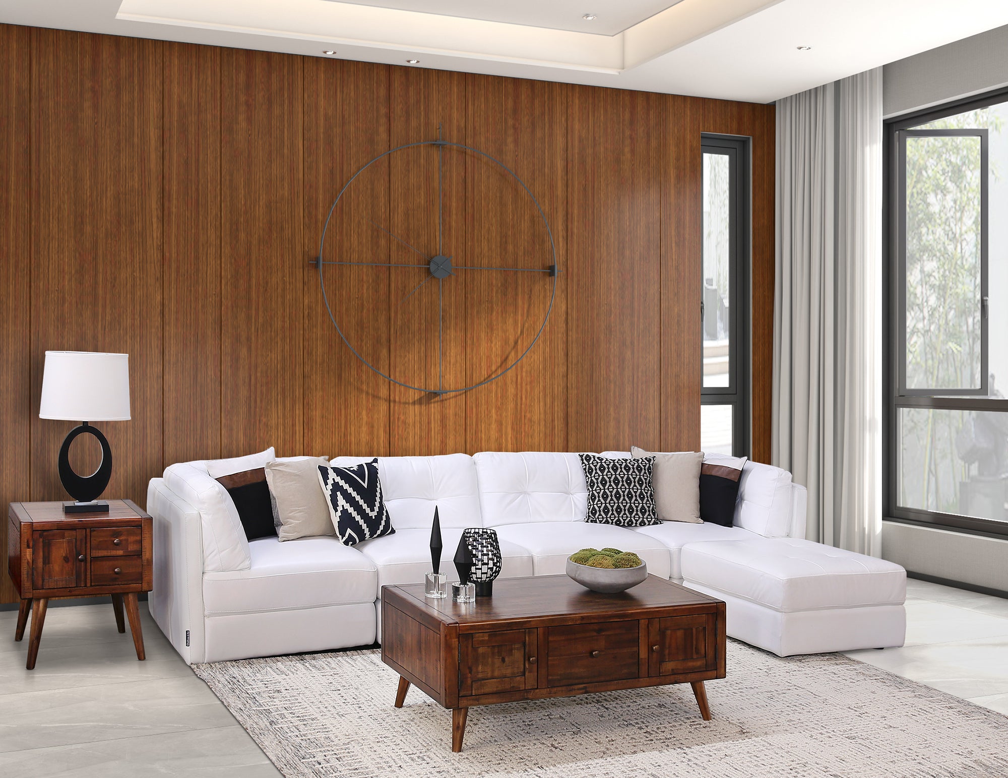 Correlaat verdrietig vee Oakley White 5 Piece Leather Sectional Sofa – Kane's Furniture